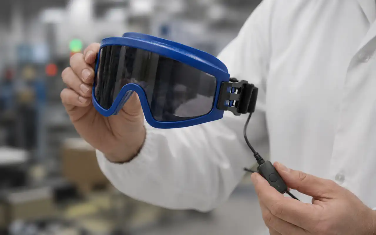 Prototype protective glasses in the tinted state