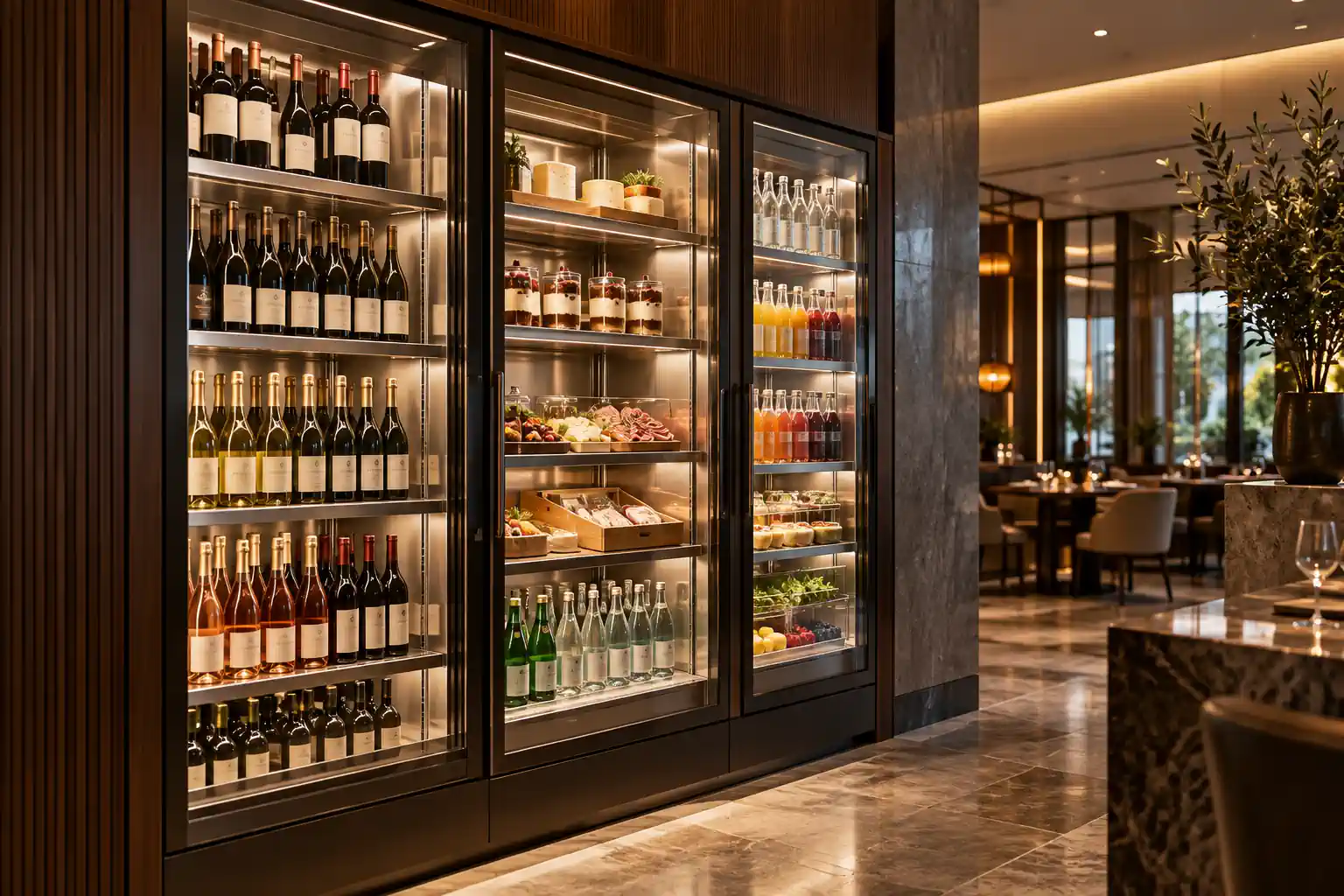 Premium built-in refrigeration cabinet in an interior