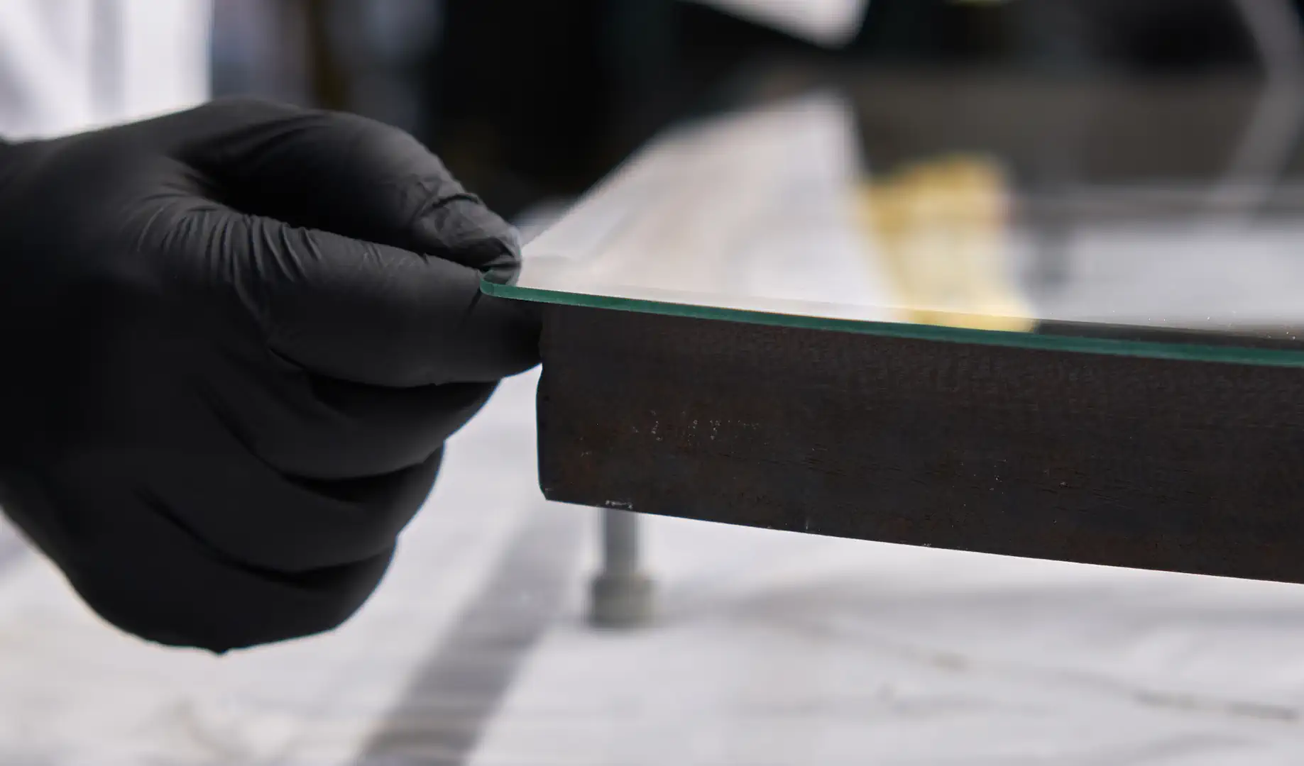 Glass on metal tooling before bending